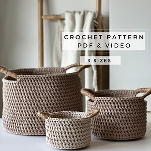 Crochet Storage Baskets Pattern: 3 Sizes, PDF & Video - Etsy