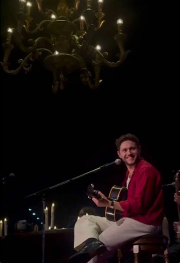 Niall singing ‘Flicker’ under the chandelier just hits different (credit: davinabeckett) #niallhoran #flicker #DPLOTBirmingham #DinnerPartyLiveOnTour