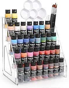 5-Tier Acrylic Paint Organizer – Clear Snap-On Storage Rack for Paints & Art Supplies, Elevated Design for Versatile Storage, No-Tools Setup & Quick Access, Larger Capacity & Smaller Footprint