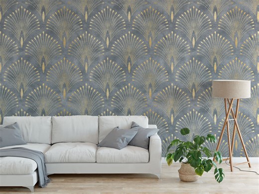 Art Deco Gold Wallpaper: Peel and Stick Removable Geometric Design - Etsy