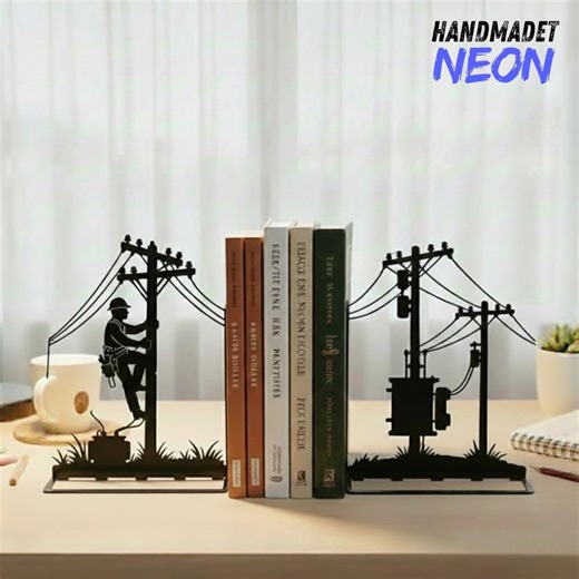 Personalized Lineman Metal Bookends, Custom Electrical Engineer Metal Book Ends, Gift for Lineman or Corporate, Office Desk Decor - Etsy