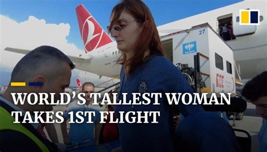 World’s tallest woman rides on a plane for the first time