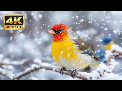 Winter Bird Sounds in Snowy Forest ❄️ Peaceful Birds & Calming Nature Ambience