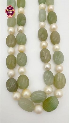 Big Size Pure Swarovski Pearls with Green Beads | Celebrity Jewelry | Luxury Collection