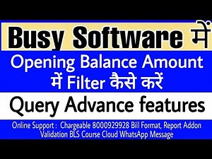 How To Check Opening Balance Amount Wise In Busy Software|| Account Sure Solution