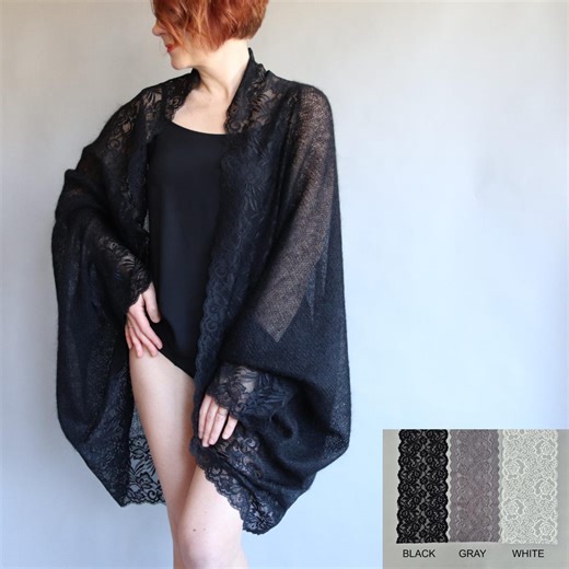 See Through Negligee, Black Lace Peignoir - Etsy