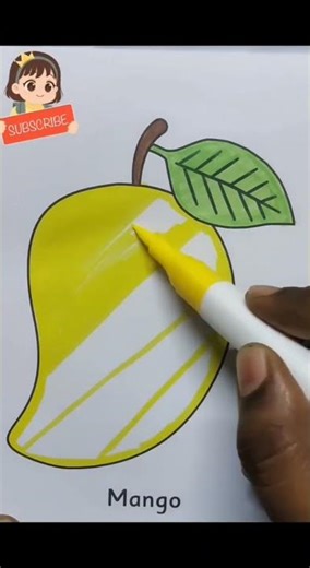 Beautiful Mango Colouring Drawing for Kids | Easy Fruit Coloring Page
