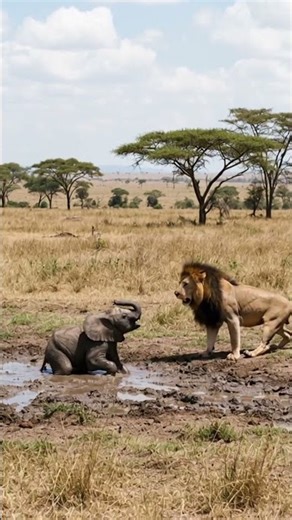 The Fate of a Lion That Targeted an Elephant Calf | 아기 코끼리를 노린 사자의 최후 | 子ゾウを狙ったライオンの末路 #animals