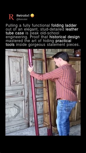 Vintage Leather Cased Folding Ladder