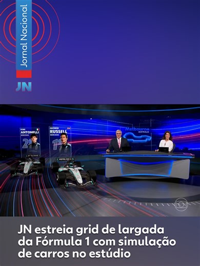 Fórmula 1 - O #JN estreou, neste sábado (7), a simulação de carros no estúdio para contar sobre o grid de largada da Fórmula 1. 🏁 A Mercedes conquistou as duas primeiras posições do grid de largada do Grande Prêmio da Austrália. O britânico George Russell é o primeiro, seguido pelo italiano Kimi Antonelli. O brasileiro Gabriel Bortoleto, da Audi, larga da 10ª posição. Veja as últimas notícias do dia em g1.com.br #g1 #notícias #tiktoknotícias