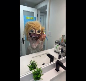 Funny Halloween Costume: Bride Mask Prank