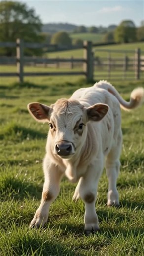 Cute Mini Cow Eating Grass, Jumping & Running 🐄🌱 | Adorable Cow Moments #Shorts