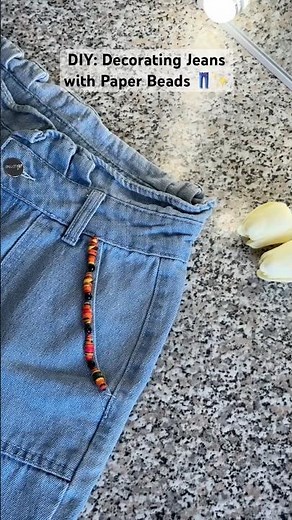 DIY: Decorating Jeans with Paper Beads👖✨ Cute and Easy Jeans Upgrade #diy #sewing #halloweendiy