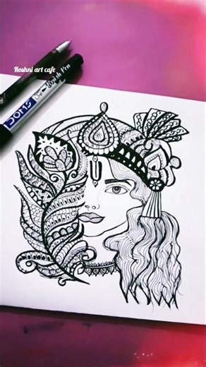 Half Face Krishna Drawing… End me Magic ✨✨||how to make krishna ji#shorts #shortvideo