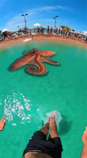 Waterslide into pool full of giant fish #funny #memes