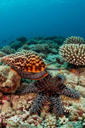Giant Triton Eats Crown-of-Thorns
