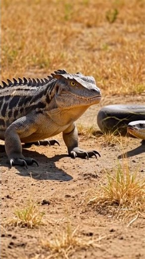 Komodo Dragon vs Giant Python: Who is the King? 🐍 #wildlife #nature #battle