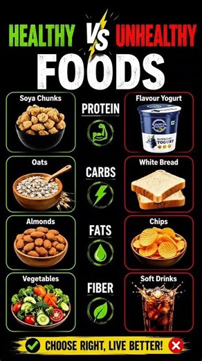 Who Win ? Healthy Vs Unhealthy Protein Fats Carbs Fibers |