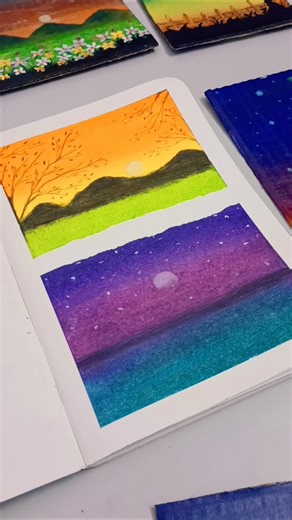 Mini Scenery Painting. Easy and simple artwork. #art #painting #mini #scenery #creative #shorts