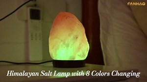 FANHAO Himalayan Salt Lamp with 8 Colors Changing, 100% Natural Crystal Salt Light Glow Hand Crafted Night Light for Lighting, Decoration and Gift