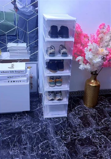 Transparent Vertical Shoe Rack with Modular Design Wardrobes and Storage Rooms #fyp #shoerack #tiktokshop #tiktokshopitalia #everyone