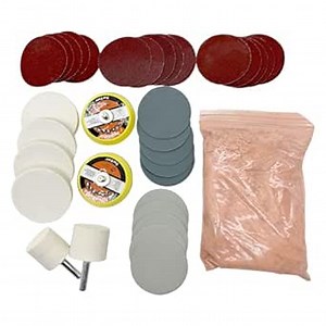 34Pcs/Set Glass Polishing Kit, Deep Scratch Remover, Multifunctional Cerium Oxide Polishing Powder, Glass Repair Kit for Windscreen, Windows, Tables, and Aquariums