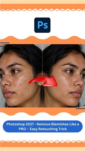 Photoshop 2027 - Remove Blemishes Like a PRO - Easy Retouching Trick. #vipulgraphics #photoshop