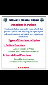 Functions in Python Different Types of Functions Syntax of Function, With Parameters, without Parameters With Default Parameters #PythonFunctions #LearnPython #PythonProgramming #CodingWithPython #PythonBasics #PythonTutorial #FunctionsInPython #PythonCode #PythonDeveloper #CodeWithMe #PythonForBeginners #PythonTips #PythonLearning #FunctionSyntax #PythonMadeEasy #ProgrammingBasics #CodingLessons #LearnToCode #CodeNewbie #TechEducation #PythonCourse #BeginnerPython #CodingIsFun #CodeLearning #10