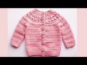 Crochet cardigan for girls 1-12 years old. Step-by-step instructions for crocheting a cardigan.