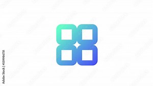 Animated bento menu gradient ui icon. Four squares. Chocolate menu. Seamless loop HD video with alpha channel on transparent background. Line color user interface symbol motion graphic animation