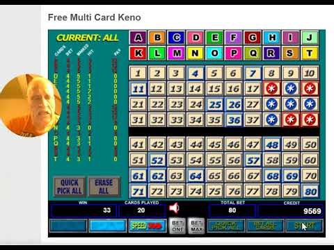 Multi Card Keno for beginners... A quick game of Multi Card Keno # 7, a Nine Square Strategy. 1 / 2