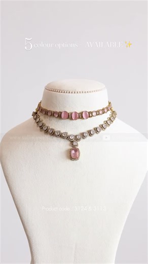 Sullie Jewels on Instagram: "Premium Stone Necklace with Studs Product code 3124 ₹1399 Pastel Pink Pendant Necklace with Earring Product code 3113 ₹1799 ‼️Comment to get the product link sent directly to your DM 🎁 ⁉️ 3 Ways to Shop from Sullie Jewels : 1. Shop on our website – just search using the product code 2. Message us directly on Instagram 3. Text us on WhatsApp: +91 8095778479 #necklace #design #diamonds #fashion #jewellery #unique #kerala #southindian #traditional #antique #bridal #che