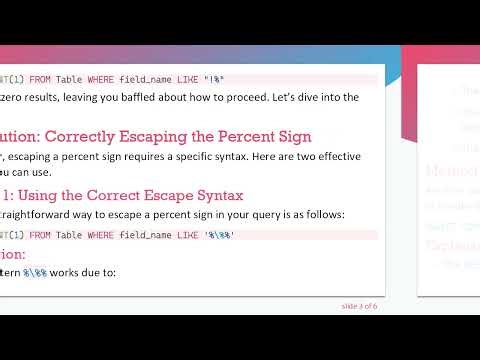 How to Escape a Percent Sign in BigQuery Queries