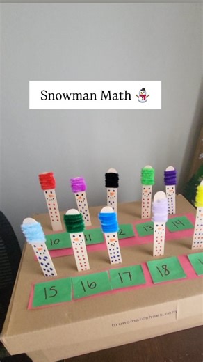 Nicole Majerowski on Instagram: "Snowman Math game : Button counting ⛄️ I'm all about the themed activities and Christmas time is our favorite! ❄️ This one is simple for preschool aged but if your child is older you could write out math problems that they have to solve on the shoebox and then have them match the correct answer with the corresponding snowman for a more challenging version! #preschoolmath #snowman #preschoolactivity #homeschool #counting"