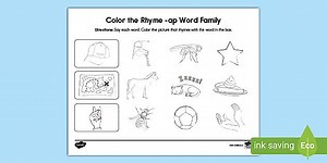 Color the Rhyme -ap Word Family Worksheet