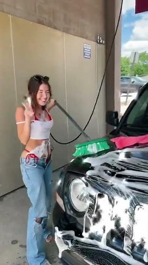 Girls in foam | hot girls washing car | Retrocar #shorts