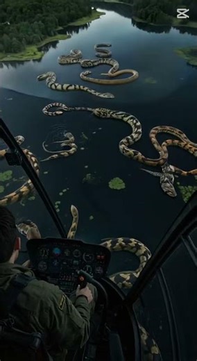 Giant Anacondas Swarm Lago do Mamori in Brazil’s Amazon River – Helicopter View