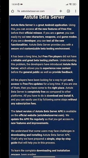 Astute beta server free fire full tutorial