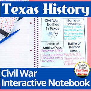 Civil War in Texas Interactive Notebook Kit - Texas History