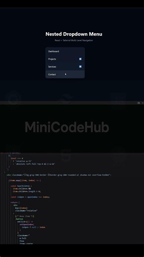 React Nested Dropdown | Multi-Level Menu #ReactJS #TailwindCSS #WebDev #Frontend #MiniCodeHub