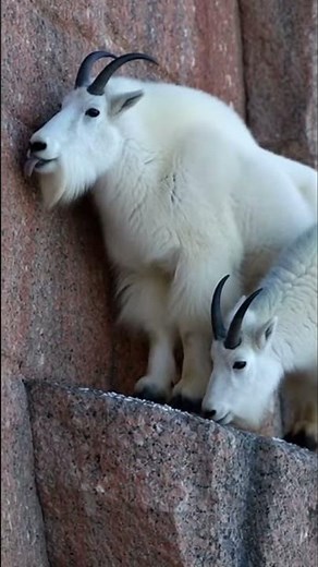 Mountain Goats Climbing an Impossible Cliff