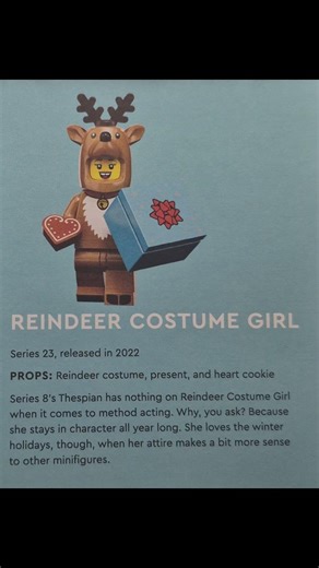 REINDEER COSTUME GIRL Series 23. 2022 PROPS: Reindeer costume, present, and heart cookie.