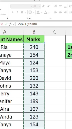 Find Lowest Marks in Excel in Seconds (No Manual Work!) 📉