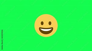 Social media animated smiley with blinking eyes emoji in transparent background alpha channel and green screen chroma key for apps or ad commercial.