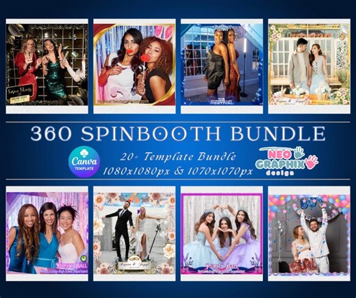 Editable 360 Photo Booth Overlay Templates: Canva Designs (digital Download) - Etsy