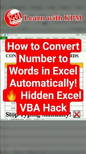 How to Convert Number to Words in Excel Automatically! 🔥 Hidden Excel VBA Hack #excel #vba #shorts