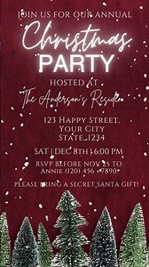 Digital Red Christmas Party Invitation Snow - Xmas animated video Invite