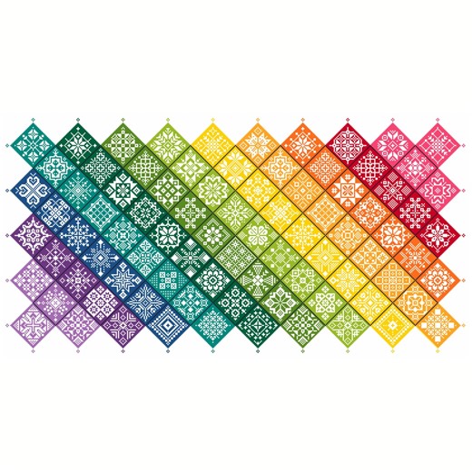 Rainbow Banded Quaker Sampler Cross Stitch Pattern (PDF Counted Chart 042M) - Etsy