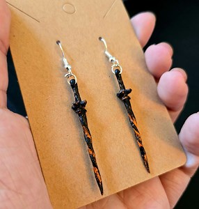 Coiled Sword / Firelink Sword Earrings | Jk3dproductions - Etsy