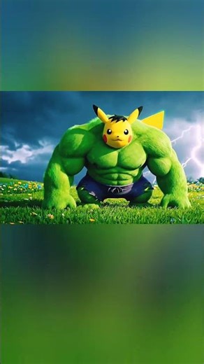 The ultimate Pikachu transformation—Green Hulk mode! #HulkPikachu #SuperStrength